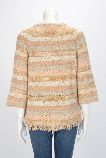 Chanel Peach & Beige Knit Striped Jacket FR 40