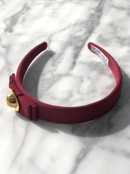 CELINE Starball Ribbon Fabric headband burgundy Vintage hjb2bi