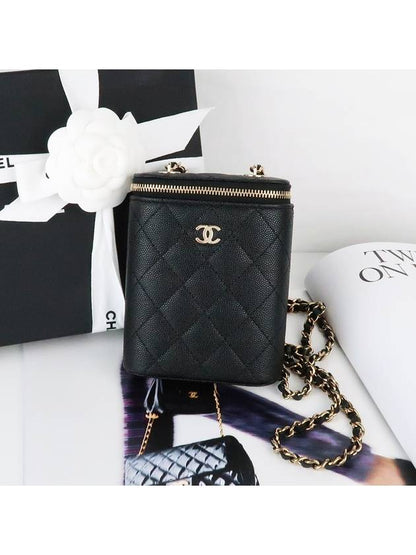 Classic Gold Hardware Small Grained Calfskin Cross Bag Black Chanel
