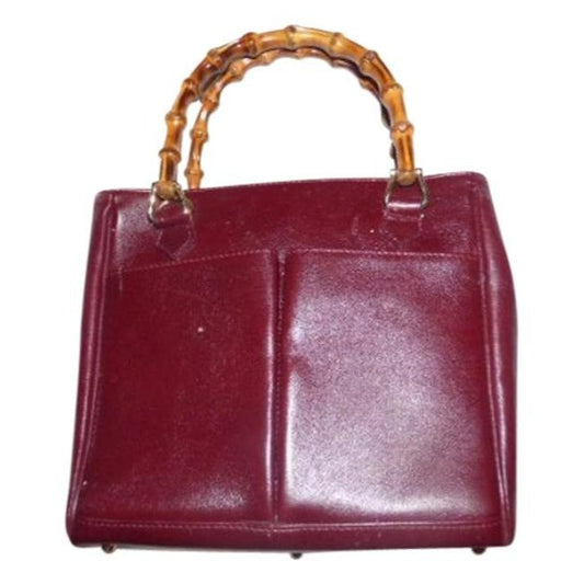 Gucci Burgundy Leather Original Diana Satchel With Bamboo Handles