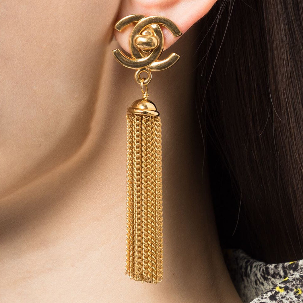 Turn-lock Tassel Clip-on Earrings