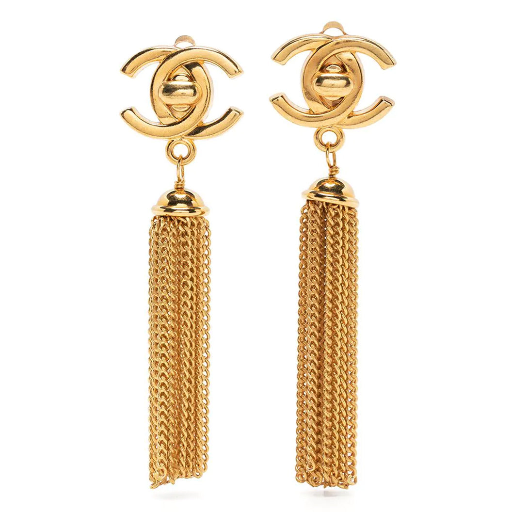 Turn-lock Tassel Clip-on Earrings