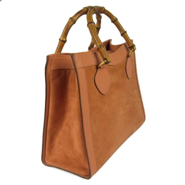 Gucci Orange Suede And Leather Diana Tote Bag Shopper W Bamboo Handles