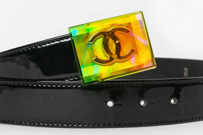 Ceinture en cuir noir Chanel