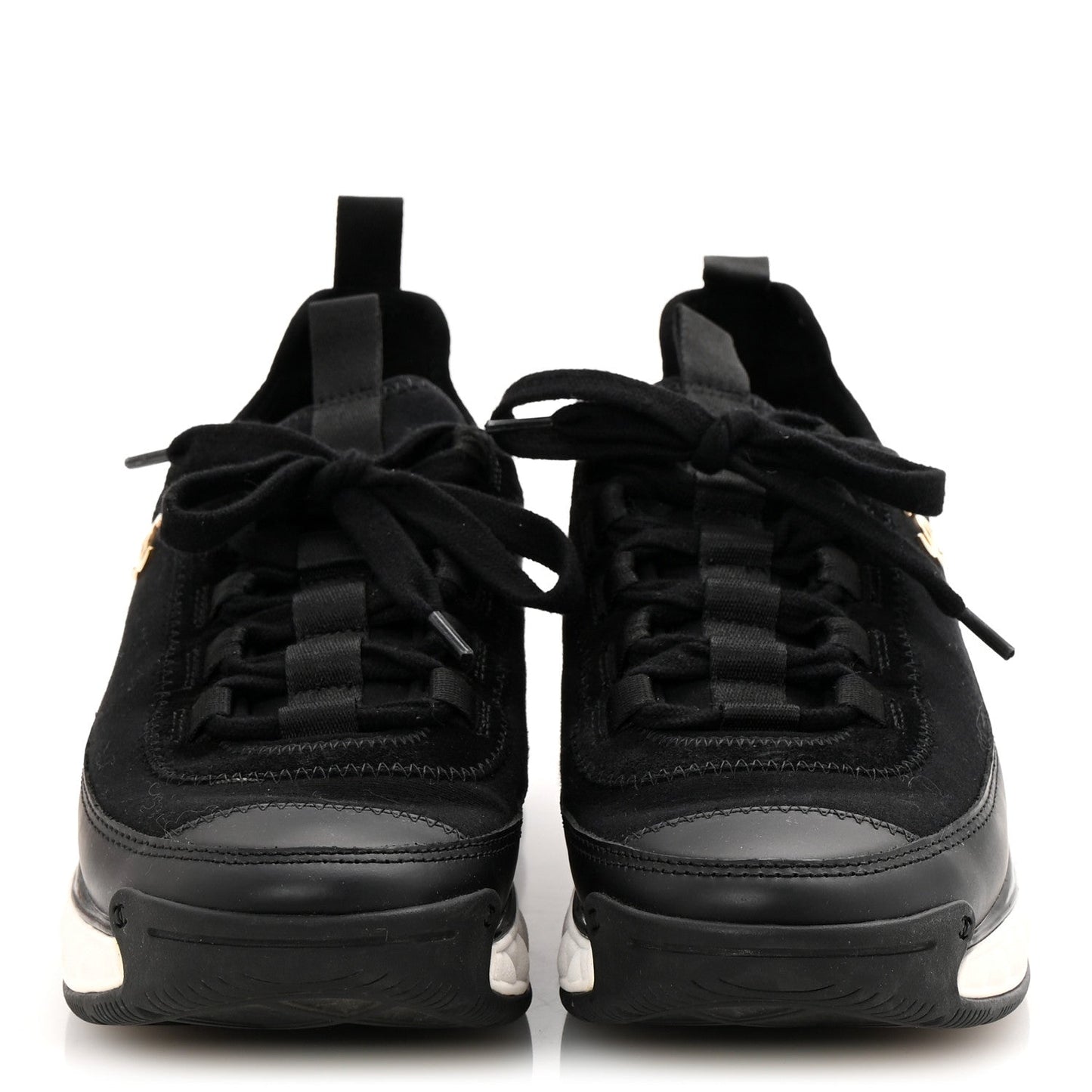 Velvet Calfskin Mixed Fibers CC Sneakers 36 Black