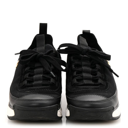Velvet Calfskin Mixed Fibers CC Sneakers 36 Black