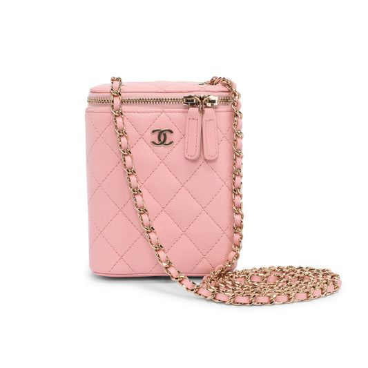 Chanel Pink Caviar Vertical Coco Beauty Vanity Case