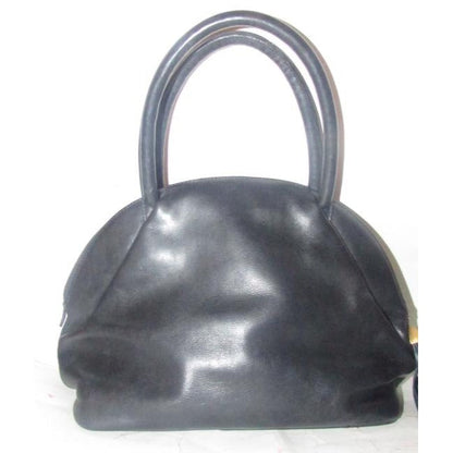 Fendi Early Top Handle Purse Navy Blue Leather With Quilted Ff Logo And Tassel Accent Satchel