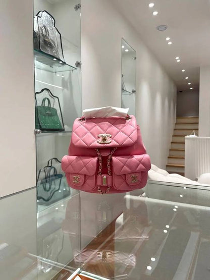 Gold Hardware Two-pocket Calfskin Small Backpack Light Pink Chanel