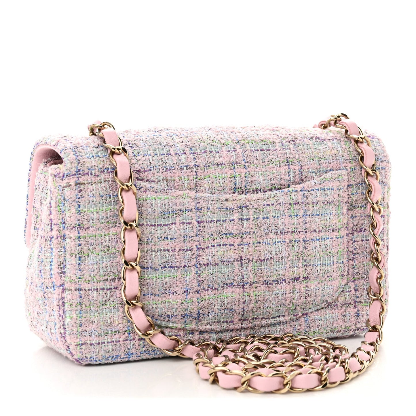 Tweed Quilted Mini Rectangular Flap Pink Multicolor