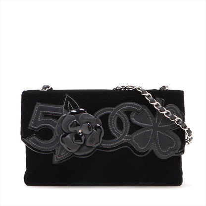 Chanel Camelia Belbet X Leather Chain Shoulder Bag Black Silver G