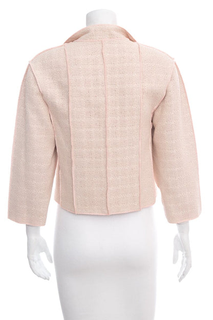 Chanel 1999 Pink Woven Linen Jacket SZ 36