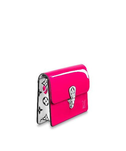 LV Cherrywood Chain Wallet Patent Leather Monogram Berlingot Pink