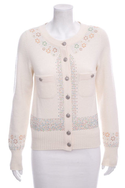 Chanel Cream Button Up Sweater SZ 34