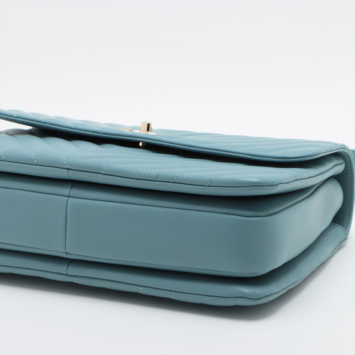 CHANEL Chevron Top Handle Bag in Light Blue 25th Series