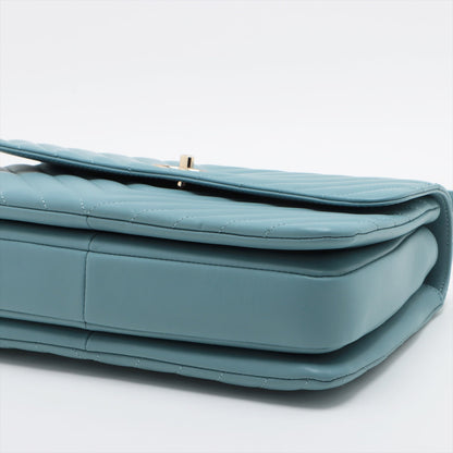 CHANEL Chevron Top Handle Bag in Light Blue 25th Series