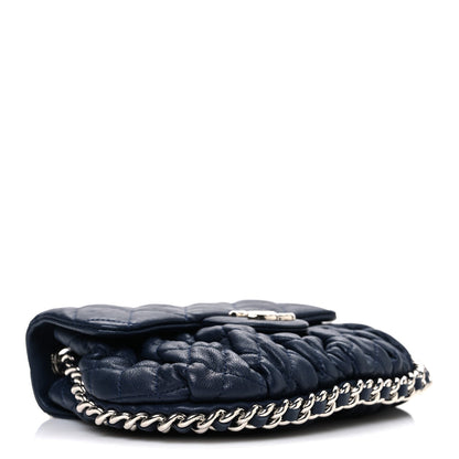 Washed Lambskin Quilted Mini Chain Around Messenger Navy Blue