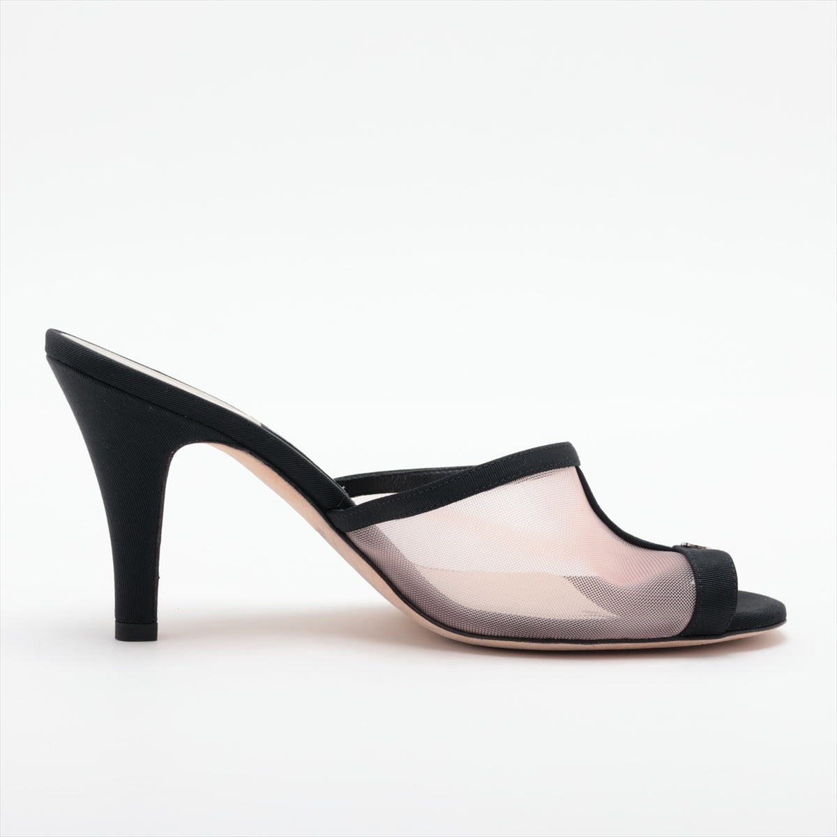 Chanel Coco Mesh x Patent Leather Sandal 36 1/2  Black x Pink