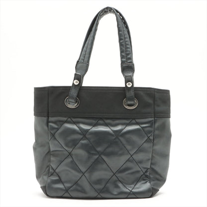 CHANEL PARIBIARITZ PM  Linen Tote Bag Black Silver Gold