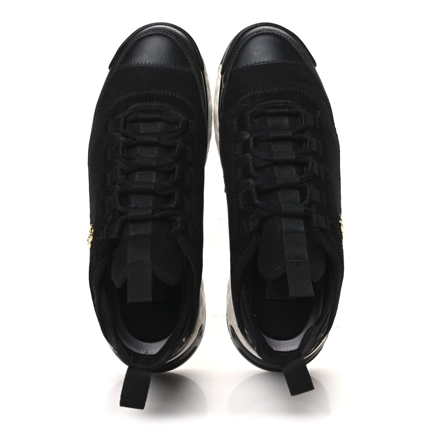 Velvet Calfskin Mixed Fibers CC Sneakers 39 Black