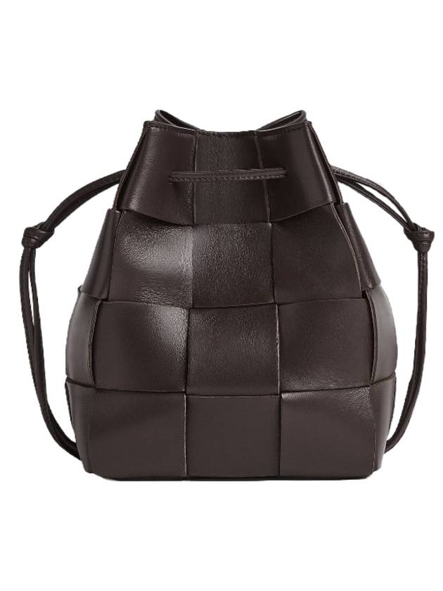 Luxury Bottega Veneta Intrecciato Cassette Small Bucket Bag Fondente
