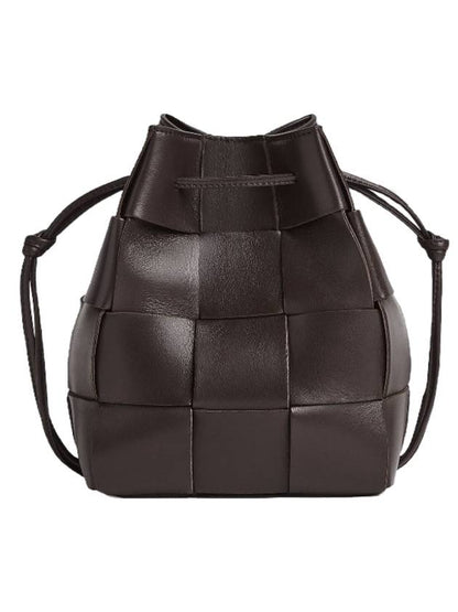 Luxury Bottega Veneta Intrecciato Cassette Small Bucket Bag Fondente