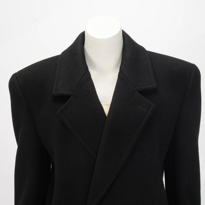 Saint Laurent Black Wool Double Breasted Short Coat FR 36
