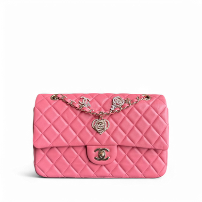 Chanel Classic Flap Medium  - 25CM Quilted Lambskin Valentine Heart Pink Special Edition Series 19