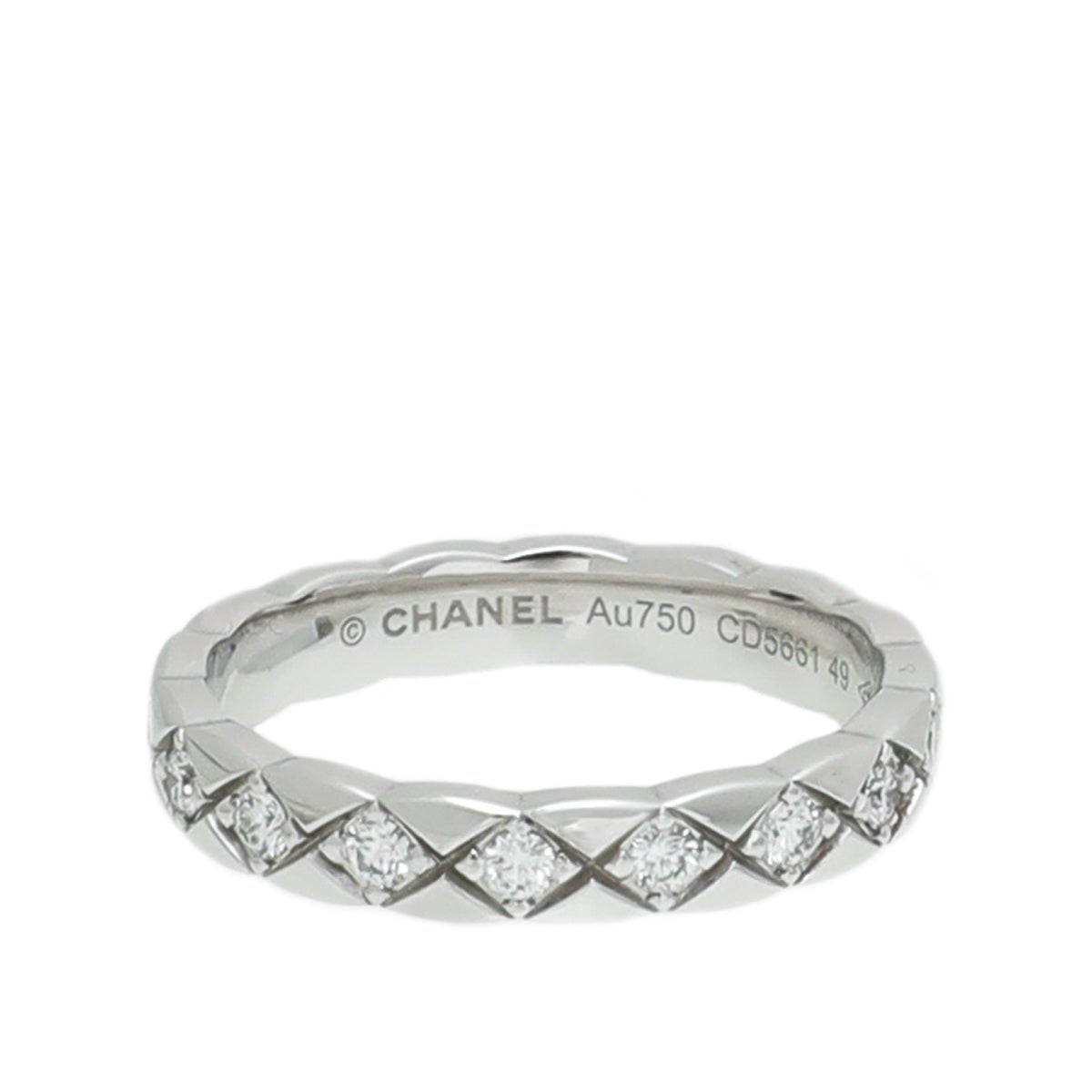Chanel 18K White Gold Diamonds Coco Crush Ring 49