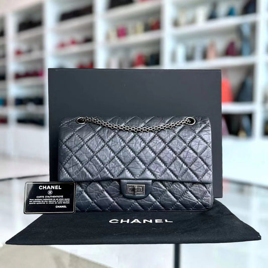 2.55 226 Reissue Quilted Calfskin Grey Gray Silver Hardware Series 16