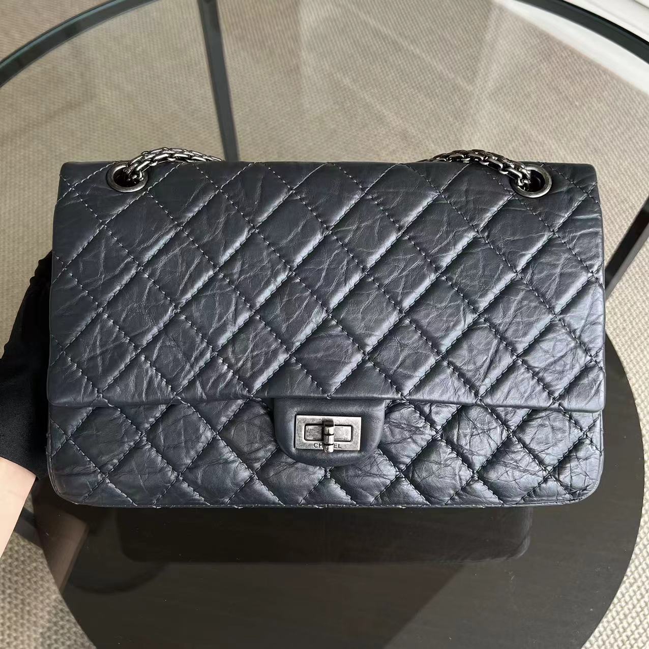 2.55 226 Reissue Quilted Calfskin Grey Gray Silver Hardware Series 16