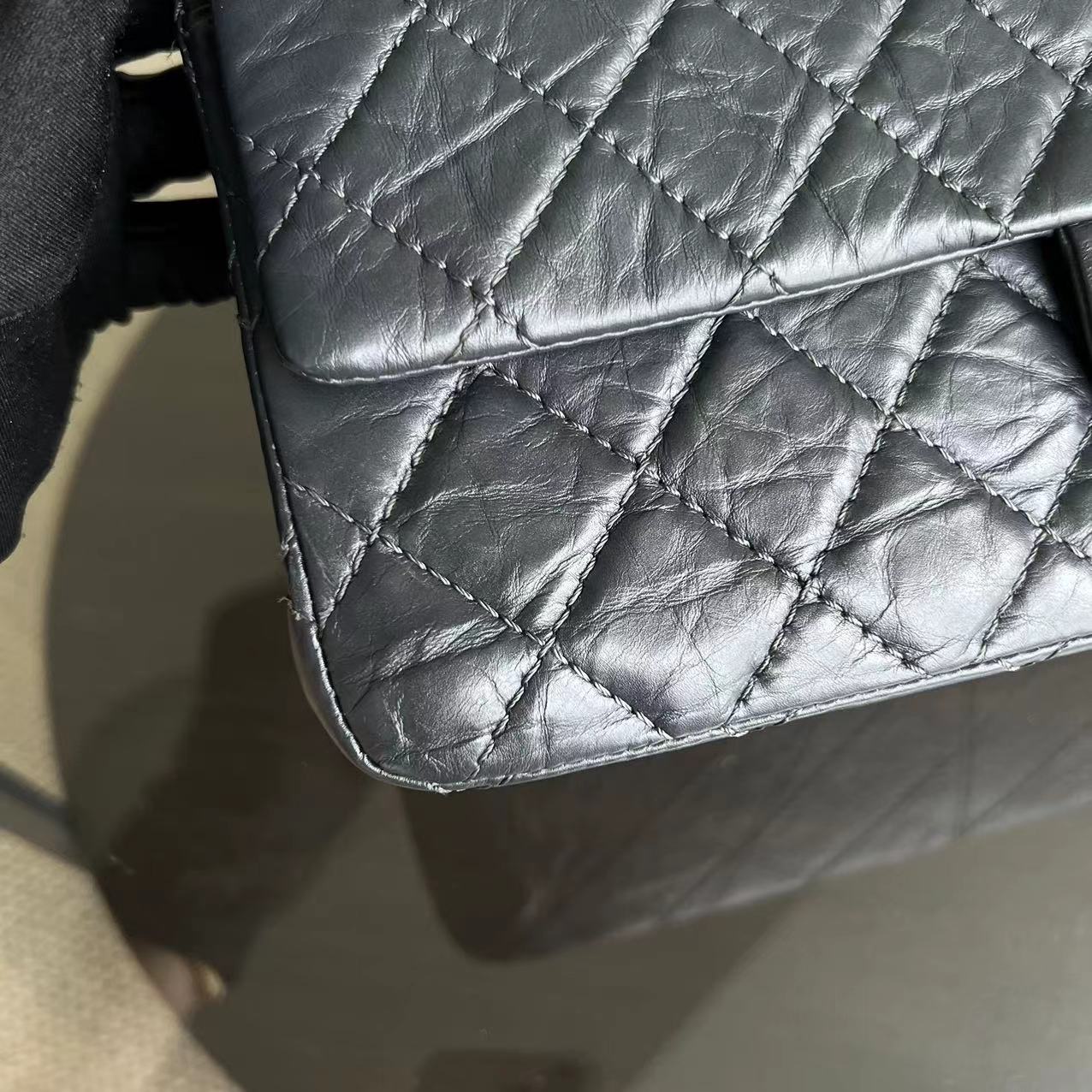 2.55 226 Reissue Quilted Calfskin Grey Gray Silver Hardware Series 16