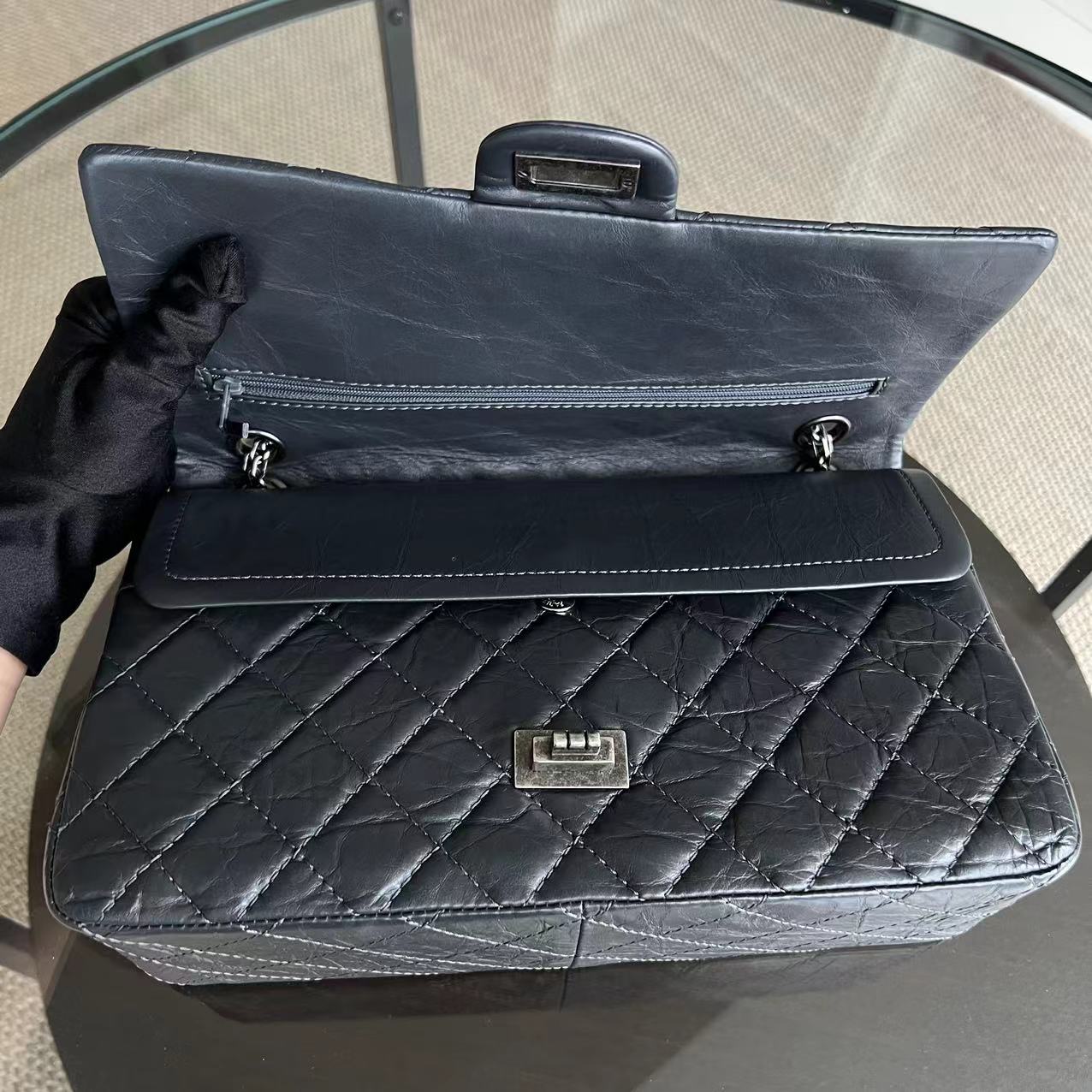 2.55 226 Reissue Quilted Calfskin Grey Gray Silver Hardware Series 16