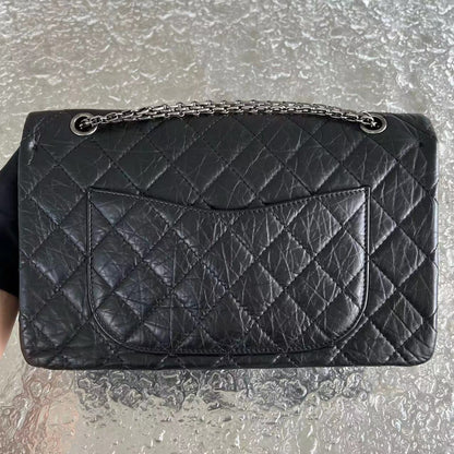 2.55 227 31CM Quilted Calfskin Black Ruthenium Silver Hardware Series 14