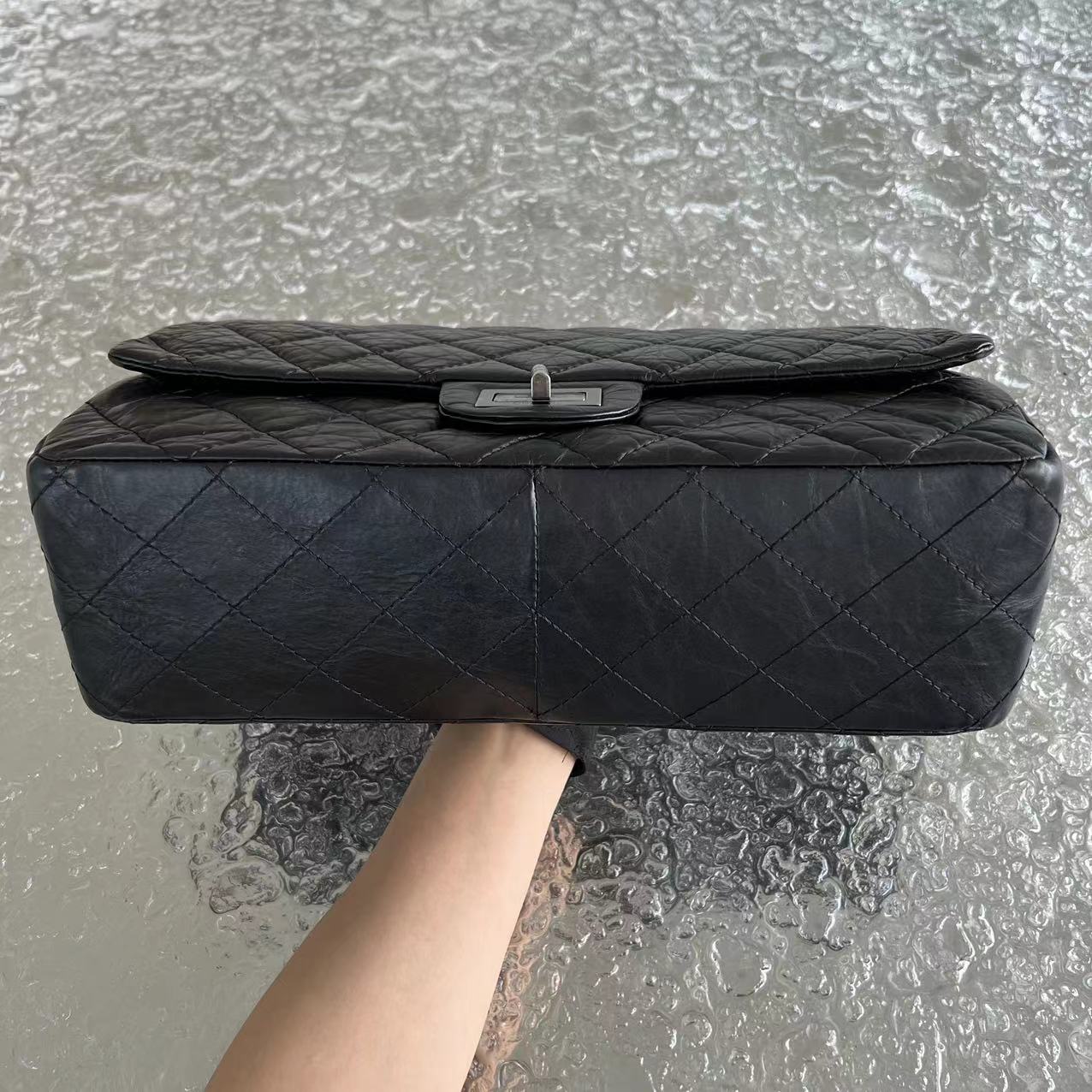 2.55 227 31CM Quilted Calfskin Black Ruthenium Silver Hardware Series 14