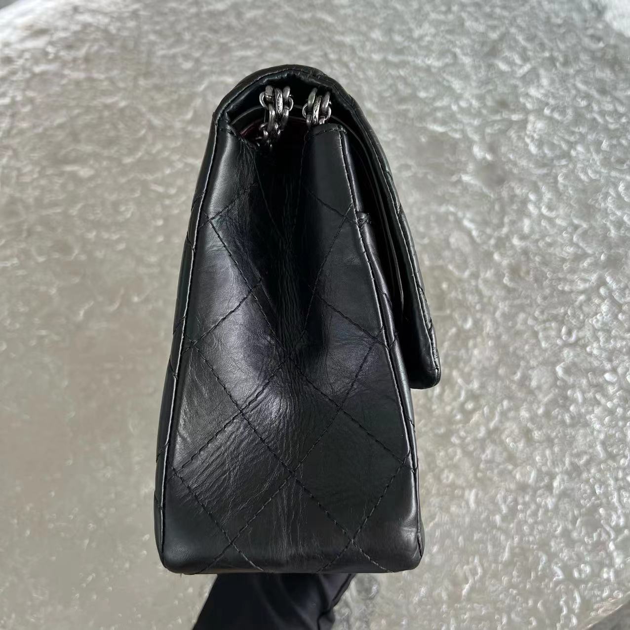 2.55 227 31CM Quilted Calfskin Black Ruthenium Silver Hardware Series 14