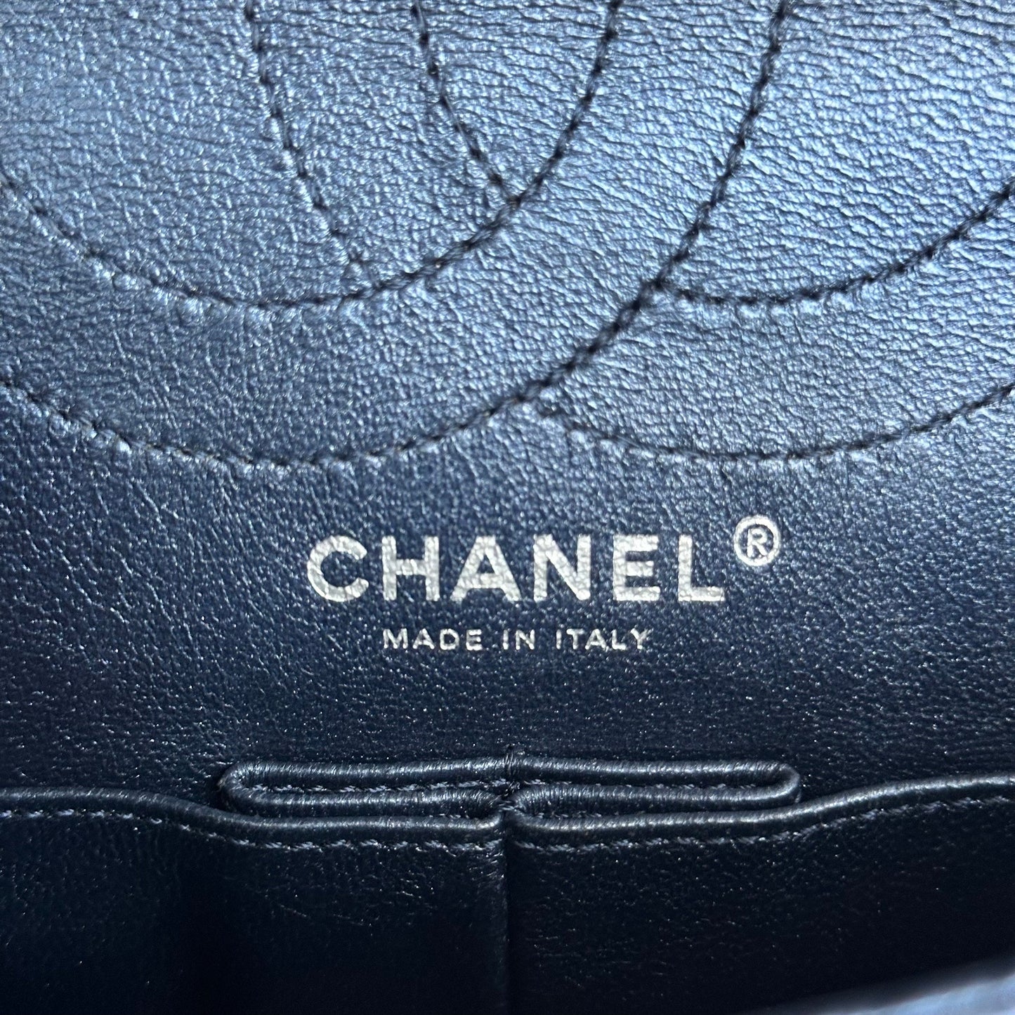 2.55 Medium 225 Reissue Calfskin Iridescent Blue SHW No 11
