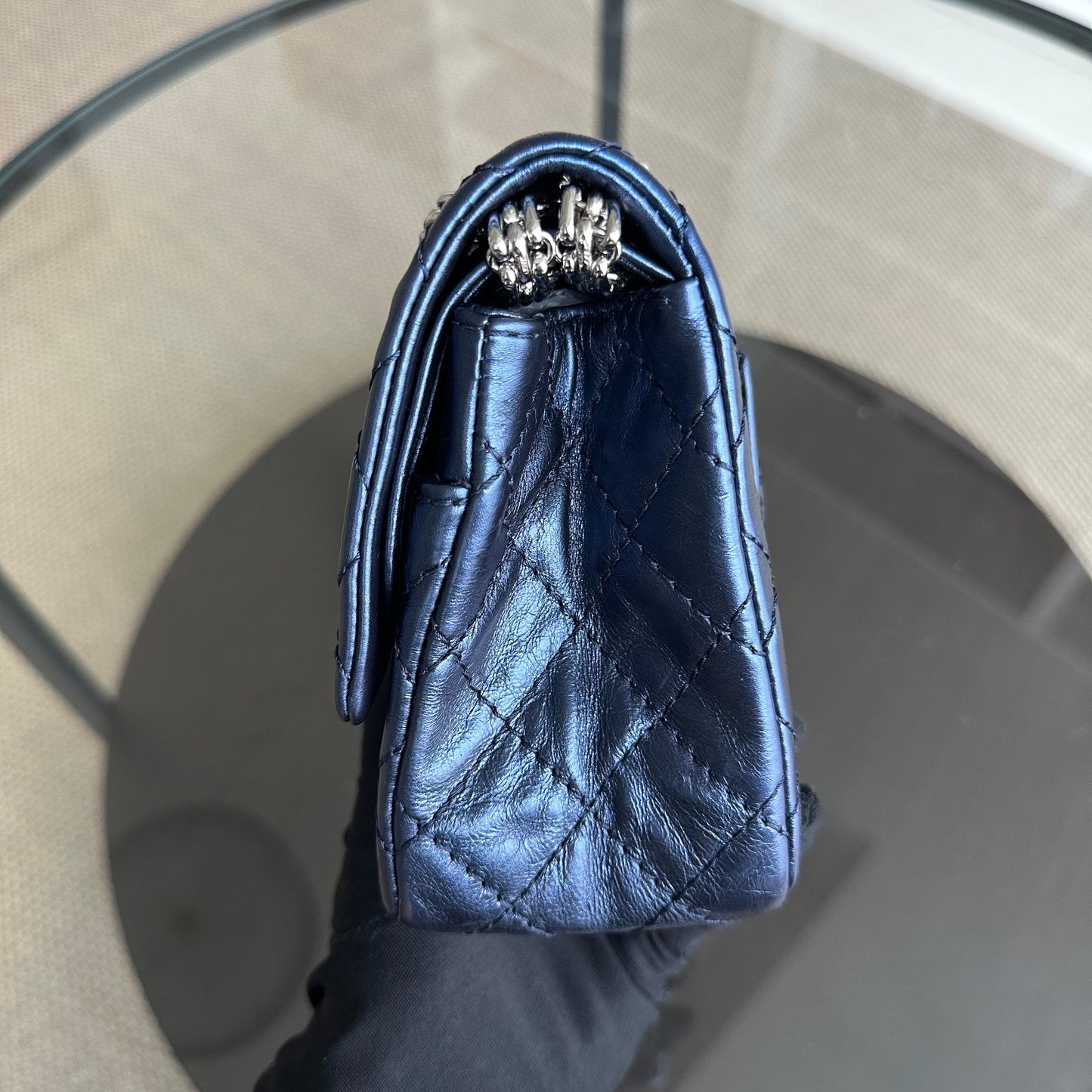 2.55 Medium 225 Reissue Calfskin Iridescent Blue SHW No 11
