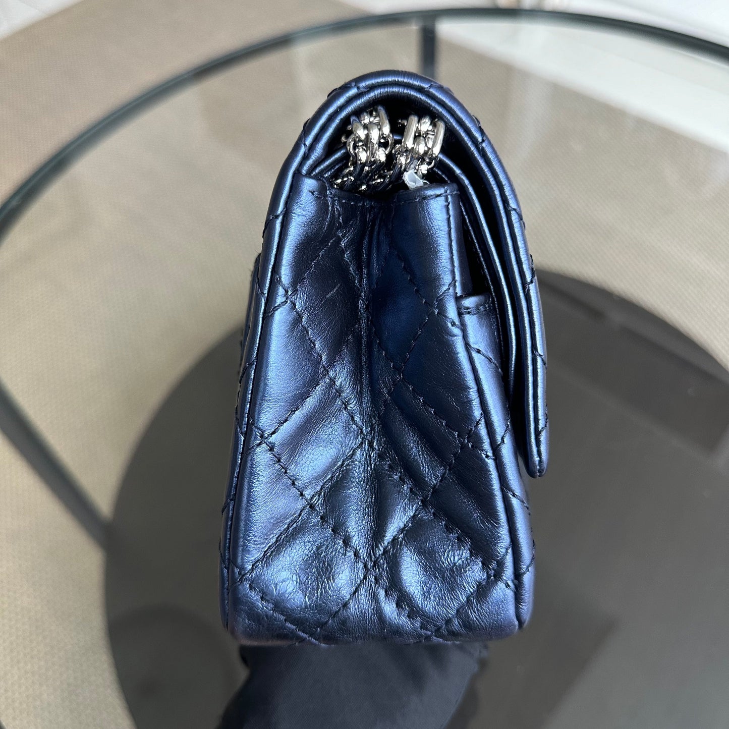 2.55 Medium 225 Reissue Calfskin Iridescent Blue SHW No 11
