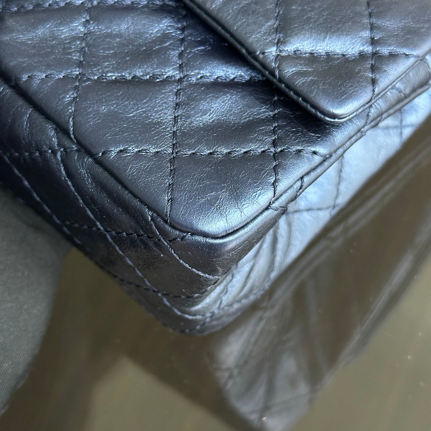 2.55 Medium 225 Reissue Calfskin Iridescent Blue SHW No 11