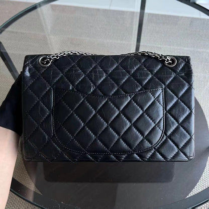 2.55 Reissue 226 28CM Quilted Calfskin Black Silver Hardware