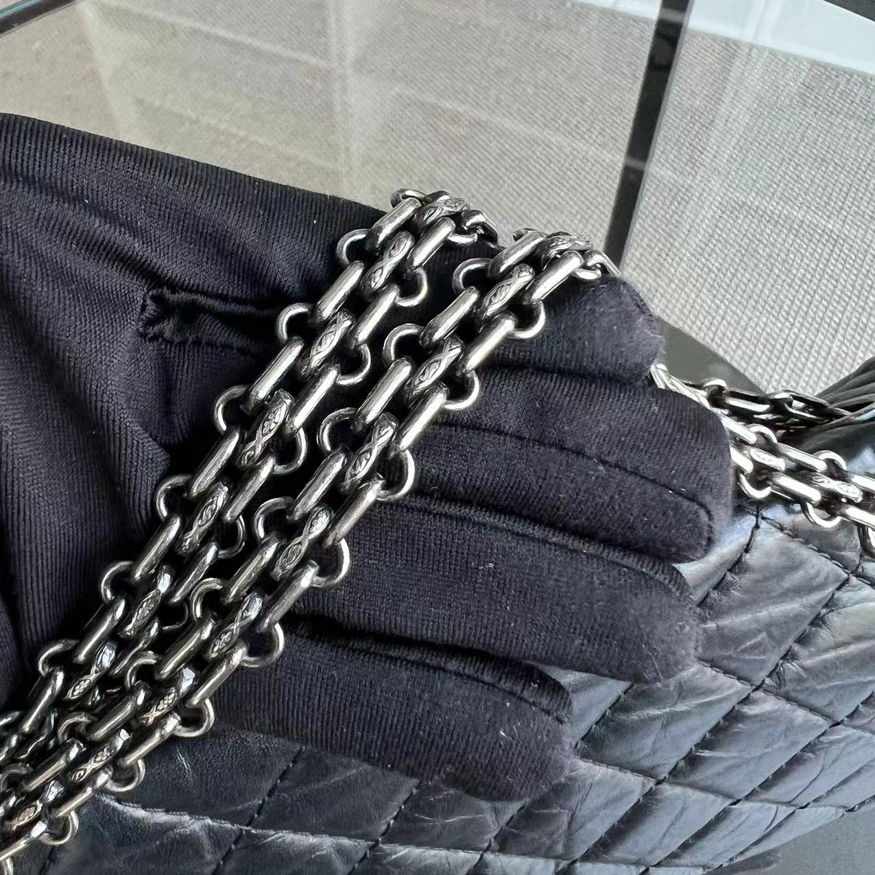2.55 Reissue 226 28CM Quilted Calfskin Black Silver Hardware