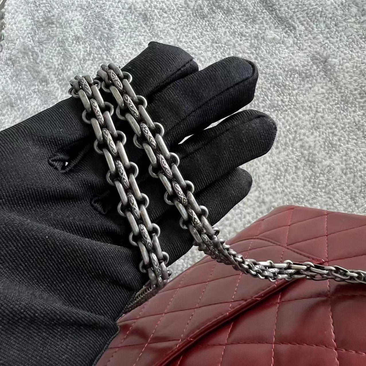 2.55 Reissue 226 Medium Quilted Glazed Calfskin Burgundy Silver Hardware Series 13