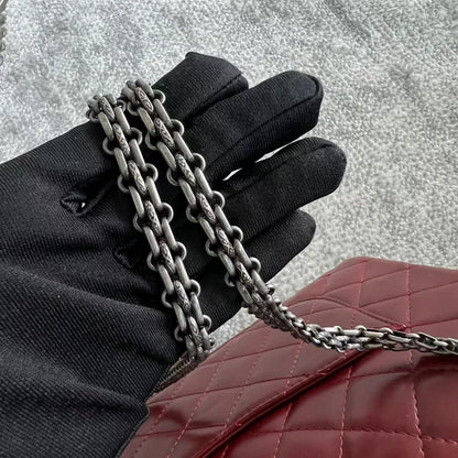 2.55 Reissue 226 Medium Quilted Glazed Calfskin Burgundy Silver Hardware Series 13
