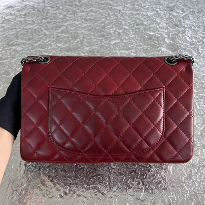 2.55 Reissue 226 Medium Quilted Glazed Calfskin Burgundy Silver Hardware Series 13