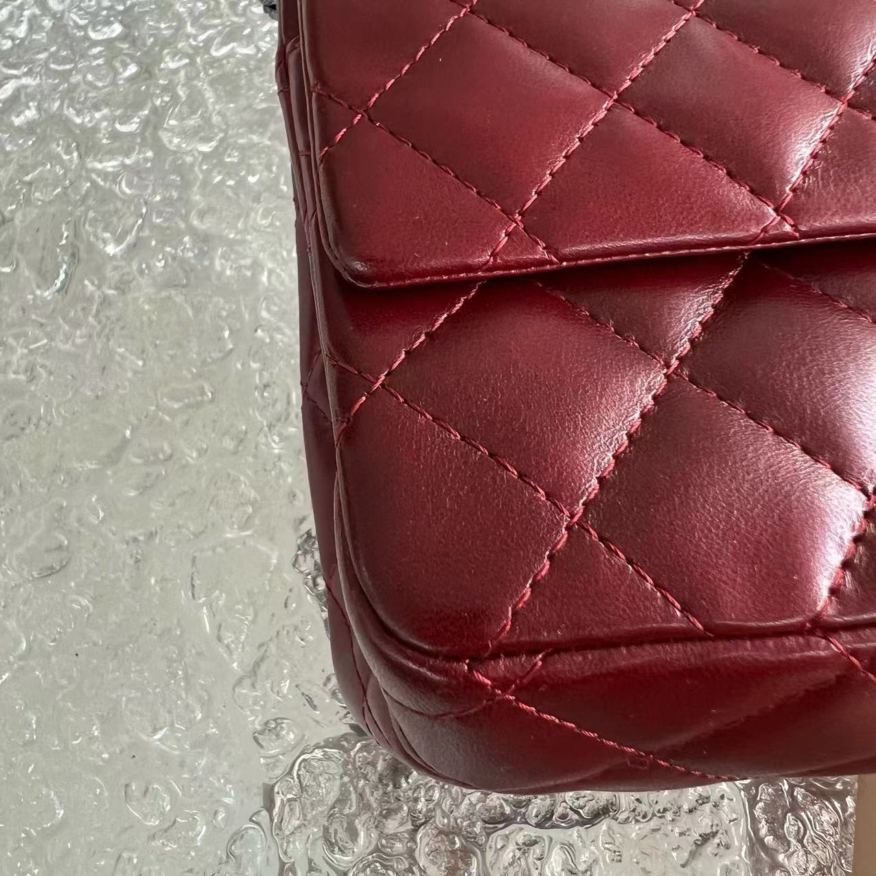2.55 Reissue 226 Medium Quilted Glazed Calfskin Burgundy Silver Hardware Series 13