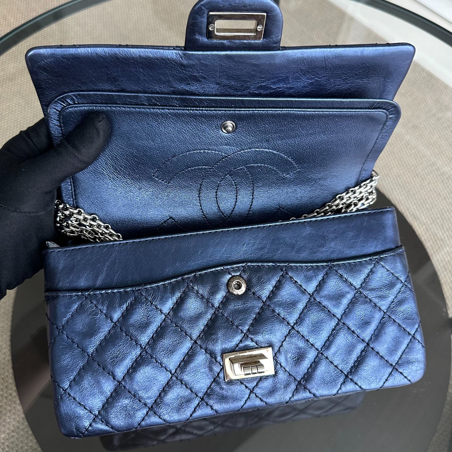 2.55 Reissue Calfskin Iridescent Blue SHW No 11