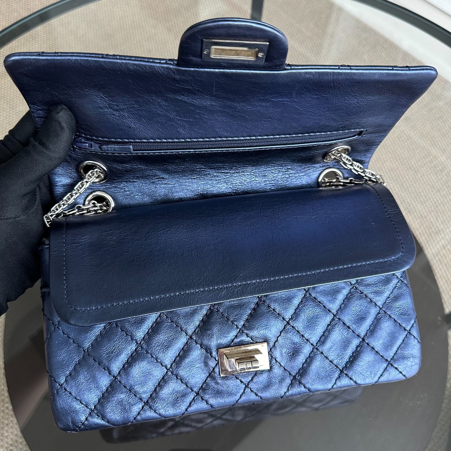 2.55 Reissue Calfskin Iridescent Blue SHW No 11