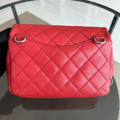 2016 Seasonal Flap Two Way Quilted Grained Calfskin Red No 21