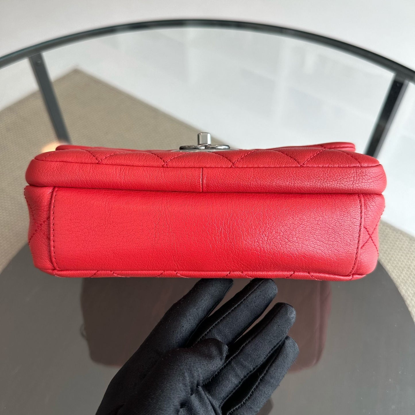 2016 Seasonal Flap Two Way Quilted Grained Calfskin Red No 21